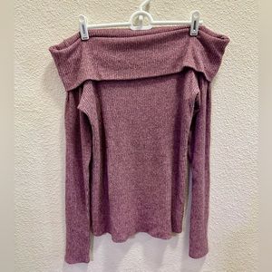Express Purple Off-Shoulder Long Sleeve Knit Sweater Size L